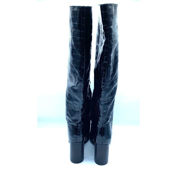 Urban Outfitters Isabel Tall Boot Croco Faux Leather Black US 9 Part Zip Up NWOB - Picture 12 of 13